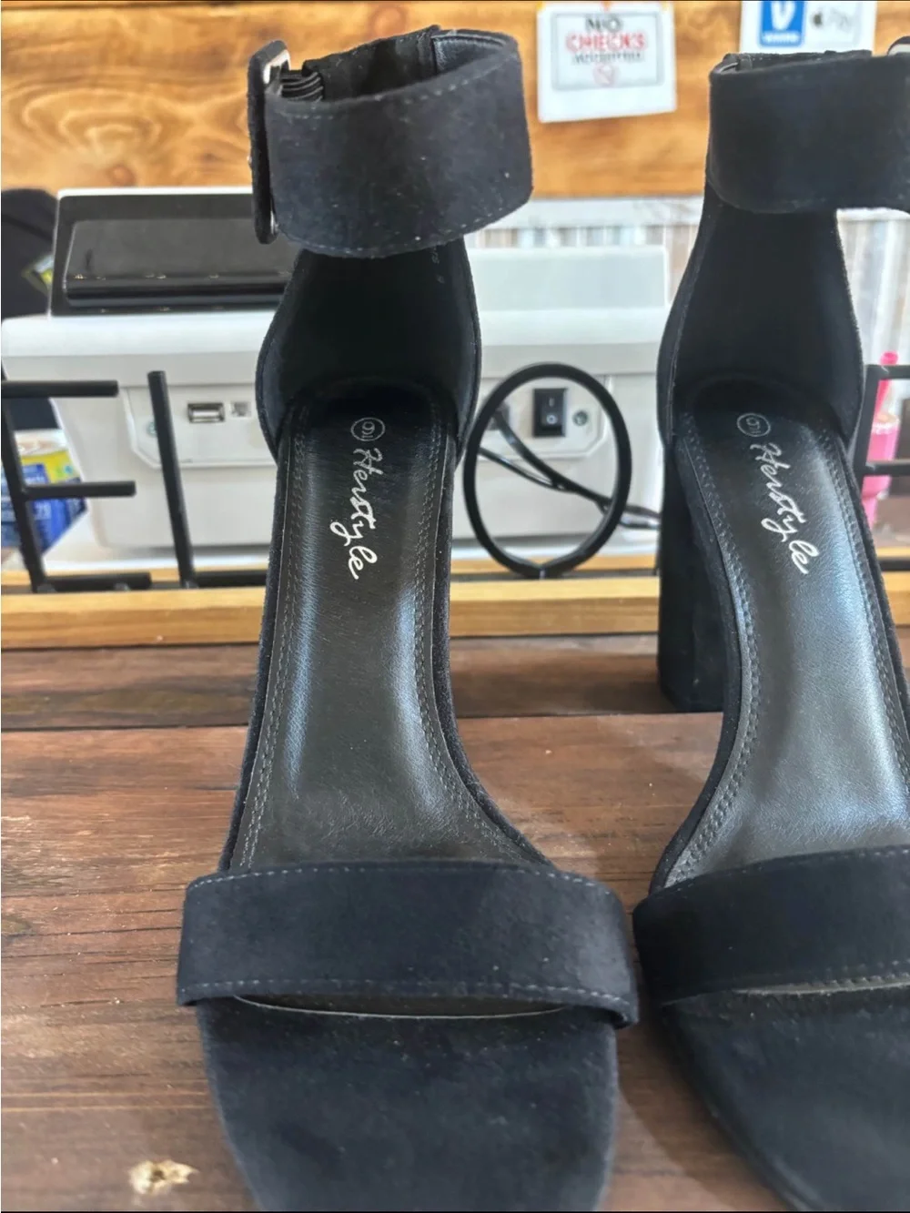 Heritage Black Suede Ankle-Strap Block Heels - Women